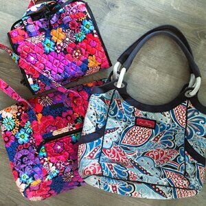 Bundle - Vera Bradley 2 Totes/Handbags & Travel Cosmetic Bag